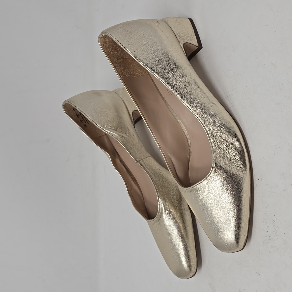 28 Edit Naturalizer Florence Metallic Gold Block Heel Pumps Size 5